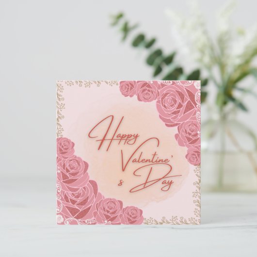 Rosy pattern Valentine's card (Staand voorkant)
