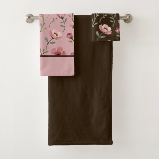 Rosy Pink Floral Bad Handdoek (Insitu)