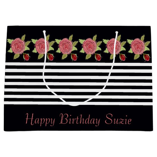 Rosy Pink Floral Groot Cadeauzakje (Voorkant)