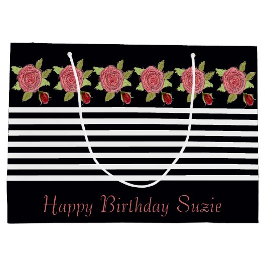 Rosy Pink Floral Groot Cadeauzakje (Achterkant)