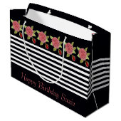 Rosy Pink Floral Groot Cadeauzakje (Achterkant Gekanteld)