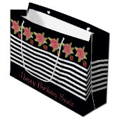 Rosy Pink Floral Groot Cadeauzakje (Voorkant Gekanteld)