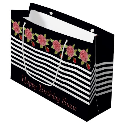 Rosy Pink Floral Groot Cadeauzakje (Voorkant Gekanteld)