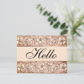 Rosy Pink Floral Hallo Briefkaart (Staand voorkant)