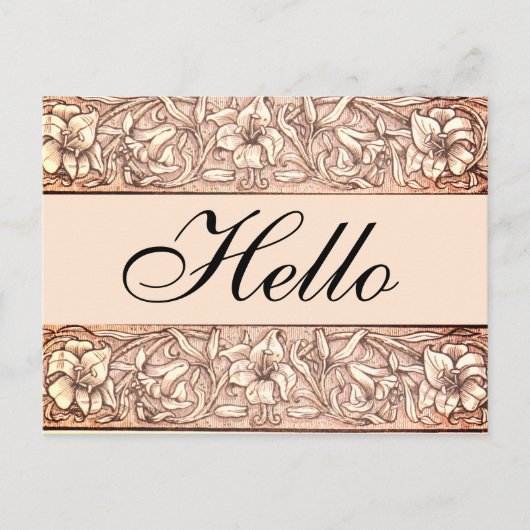 Rosy Pink Floral Hallo Briefkaart (Voorkant)