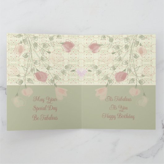 Rosy Pink Floral Kaart (Binnen)