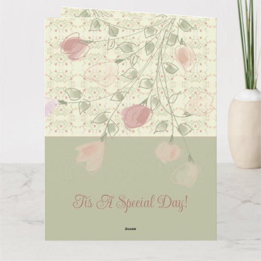 Rosy Pink Floral Kaart (Achterkant)