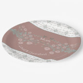 Rosy Pink Floral Papieren Bordje (Gekanteld)