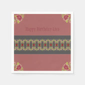 Rosy Pink Floral Servet (Voorkant)