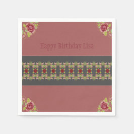 Rosy Pink Floral Servet