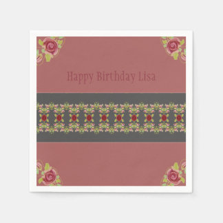Rosy Pink Floral Servet