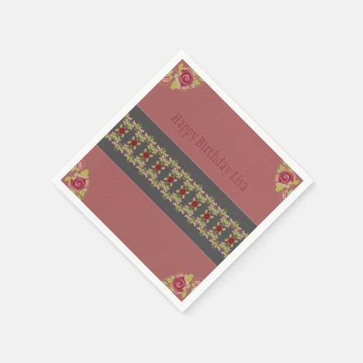 Rosy Pink Floral Servet (Hoek)