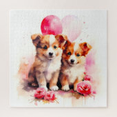Rosy Puppy Liefde Waterverf Legpuzzel (Verticaal)