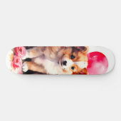 Rosy Puppy Liefde Waterverf Persoonlijk Skateboard (Horizontaal)