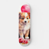 Rosy Puppy Liefde Waterverf Persoonlijk Skateboard (Voorkant)