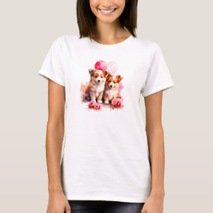 Rosy Puppy Liefde Waterverf T-shirt