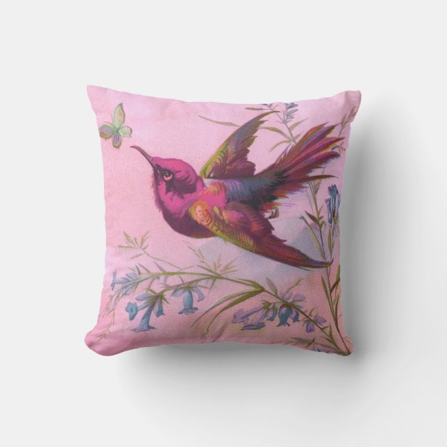 Rosy Red Hummingbird Kussen (Voorkant)