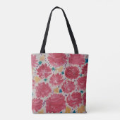 Rosy Rode Anjers Bloemen Canvas tas (Achterkant)