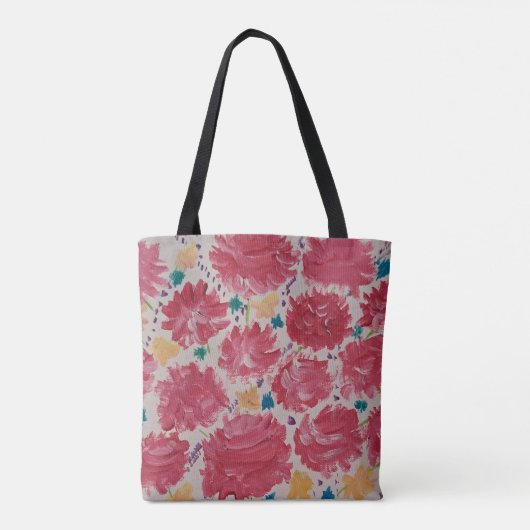 Rosy Rode Anjers Bloemen Canvas tas (Achterkant)