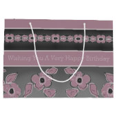 Rosy roze en houtskool grijs groot cadeauzakje (Achterkant)