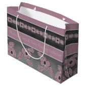 Rosy roze en houtskool grijs groot cadeauzakje (Achterkant Gekanteld)