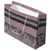 Rosy roze en houtskool grijs groot cadeauzakje (Voorkant Gekanteld)
