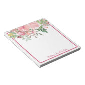 Rosy roze Waterverf Floral Name personaliseren Notitieblok (Schuin)