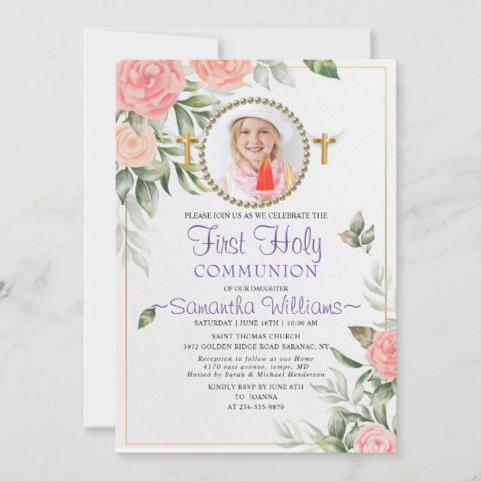 Rosy Waterverf Blush Floral First Community Kaart (Voorkant)