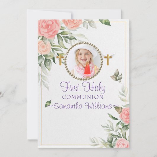 Rosy Waterverf Blush Floral First Community Kaart (Achterkant)