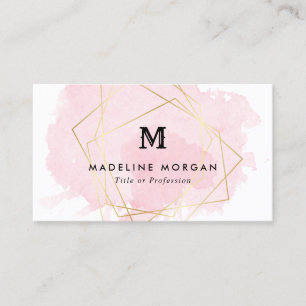 Rosy Waterverf Faux Gold Geometric Monogram Visitekaartje
