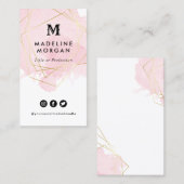 Rosy Waterverf Faux Gold Geometric Social Media Visitekaartje (Voorkant / Achterkant)