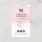 Rosy Waterverf Faux Gold Geometric Social Media Visitekaartje (Voorkant)