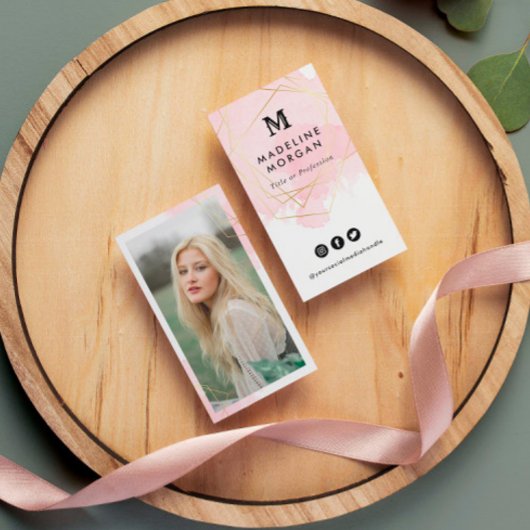 Rosy Waterverf Social Media met foto Visitekaartje