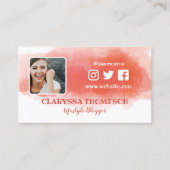 Rosy Waterverf Splash Foto Sociale Media Visitekaartje (Voorkant)