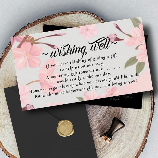 Rosy Wishing Well for Wedding Informatiekaartje