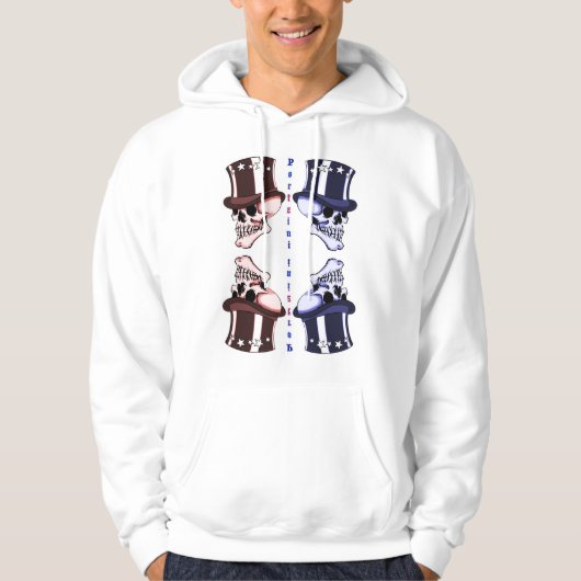 Rot blau Totenkopf Portzini T-Shirt (Voorkant)