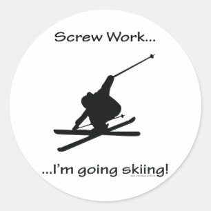 Rot op, ik ga skiën ronde sticker