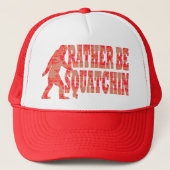 Rot op: squatchin, rode camouflage trucker pet (Voorkant)