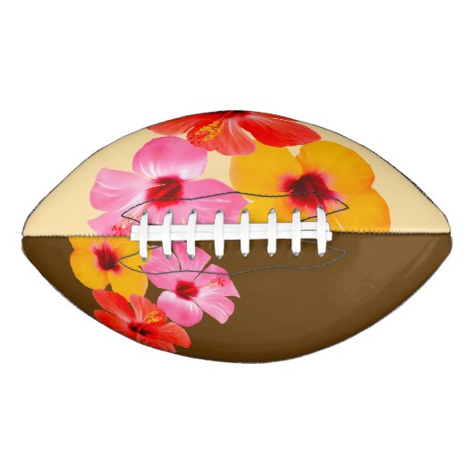 Rot Orange Pink Hibiskus Blumen American Football (Voorkant)