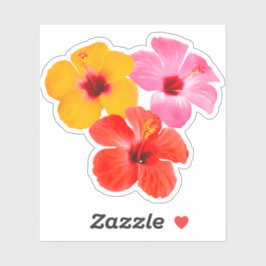 Rot Orange Pink Hibiskus Blumen Sticker