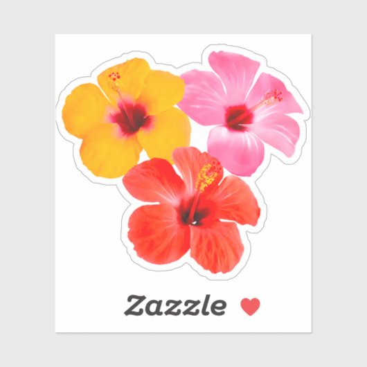 Rot Orange Pink Hibiskus Blumen Sticker (Vel)