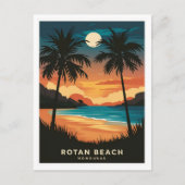 Rotan Beach Honduras Retro Reizen Briefkaart (Voorkant)