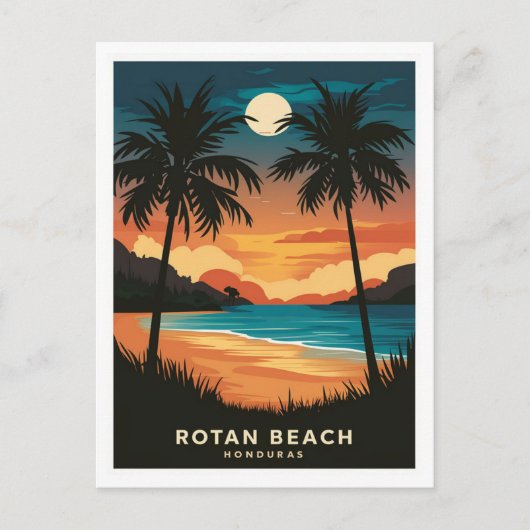 Rotan Beach Honduras Retro Reizen Briefkaart (Voorkant)