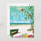 Rotan Beach Honduras vintage-poster Briefkaart (Voorkant / Achterkant)
