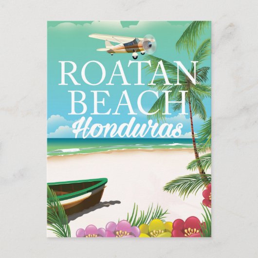 Rotan Beach Honduras vintage-poster Briefkaart (Voorkant)