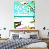 Rotan Beach Honduras vintage reisposter Canvas Afdruk (Insitu (Slaapkamer))