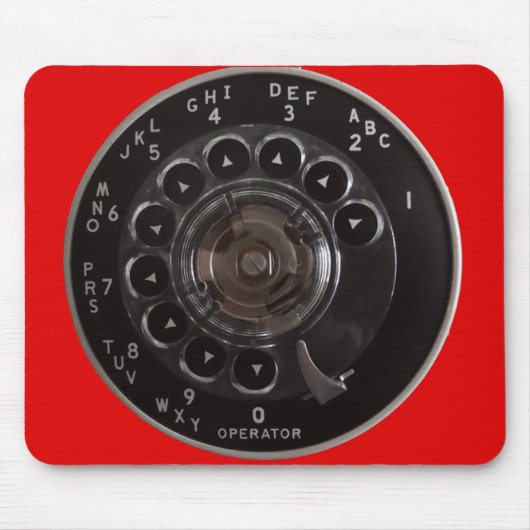Rotary Phone Dial Mousepad (rood) Muismat (Voorkant)
