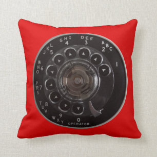 Rotary Phone Dial Pillow (Red) Kussen
