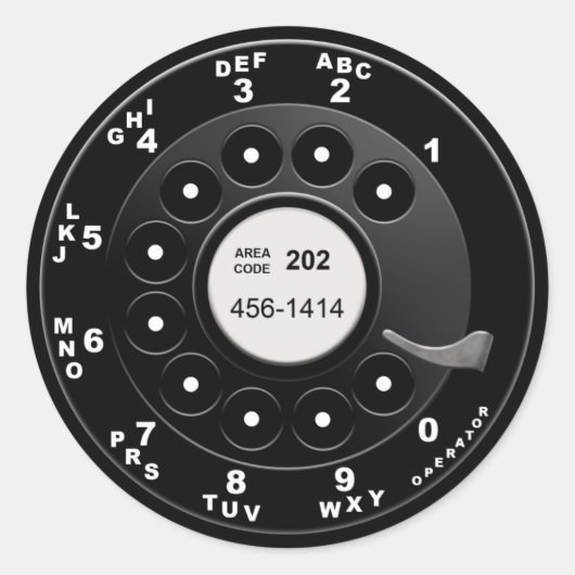 Rotary Phone Dial Ronde Sticker (Voorkant)
