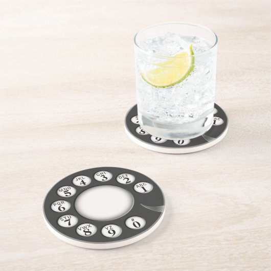  Rotary Phone Dial Zandsteen Onderzetter (Zijkant)